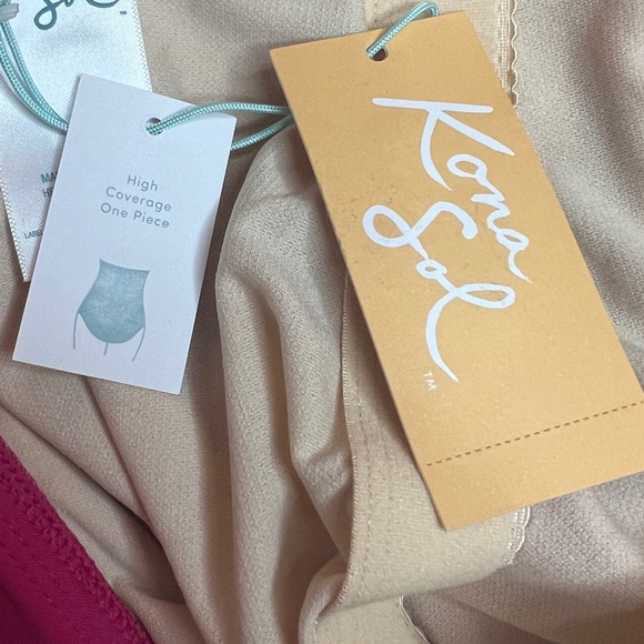 NWT Kona Sol Full Coverage One-Piece Swimsuit One‎ Shoulder Ruffle Pink - Picture 3 of 10